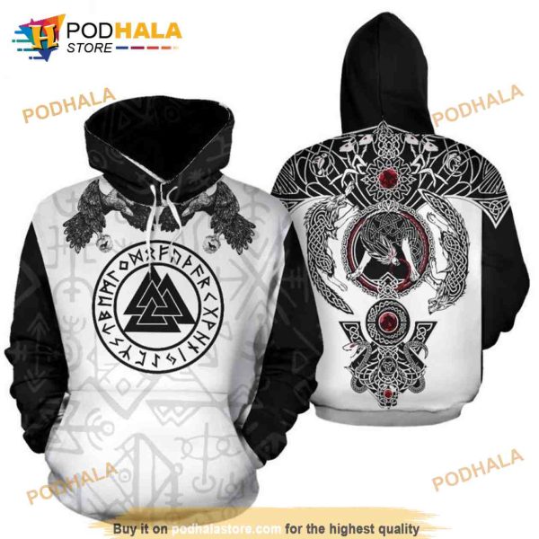 For The Vikings Lovers Wolf Icon 3D Hoodie Sweatshirt