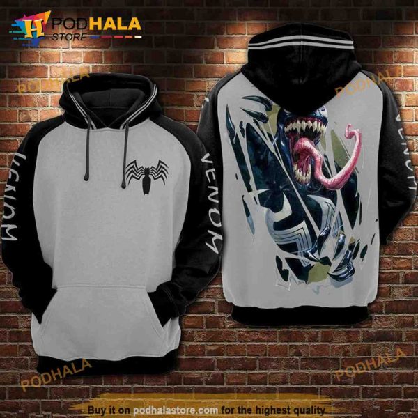 For Venom Lovers A Barbaric Face 3D Hoodie Sweatshirt