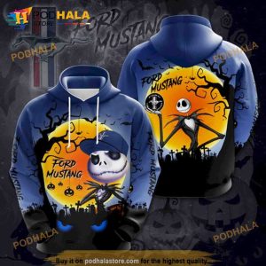 Ford Mustang Jack Skellington All Over Printed Halloween 3D Hoodie