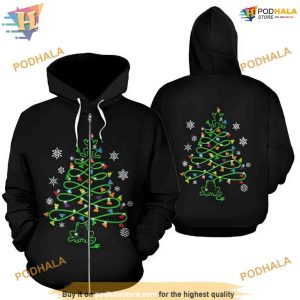 Frog Light Pine Tree Black Funny Christmas Hoodie