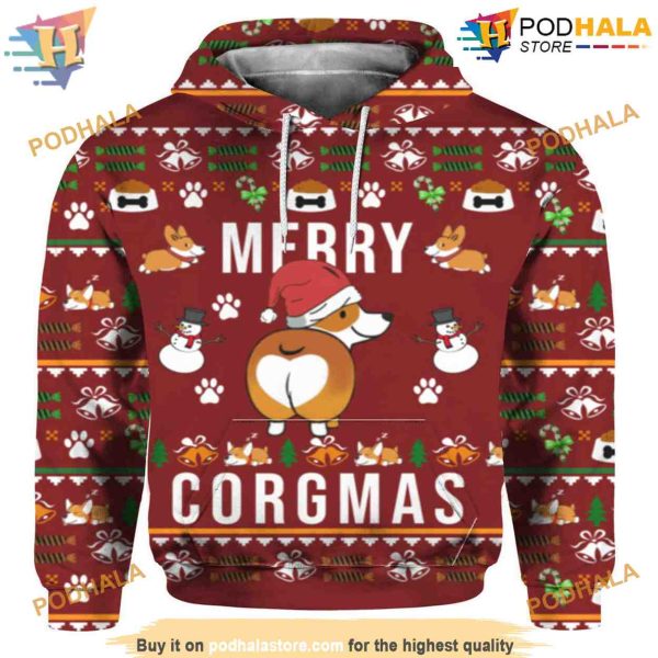 Funny Corgi Dog 3D Funny Christmas Hoodie