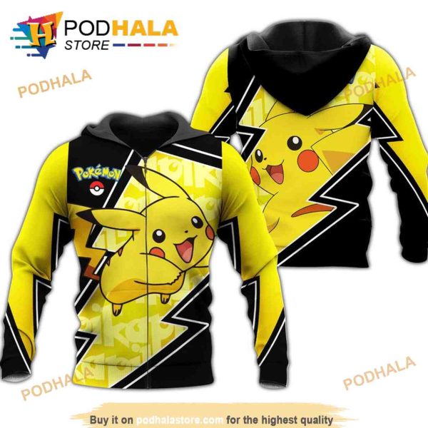 Funny Pokemon Pikachu Anime 3D Shirt 3D Hoodie