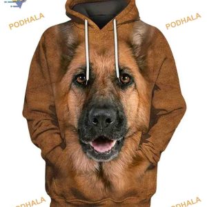 German Shepherd Face 3D All Over Printed Dog Hoodie Sweatshirt Shirt