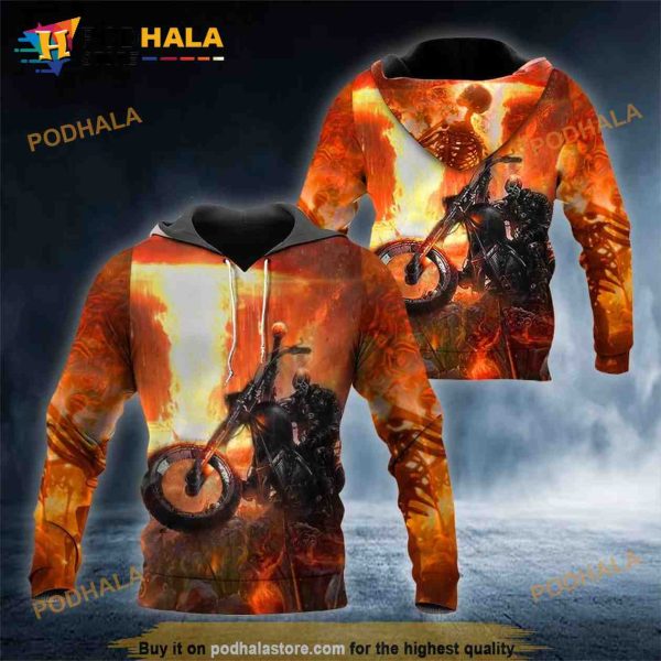 Ghost Biker Hunter Skull 3D Hoodie Sweatshirt