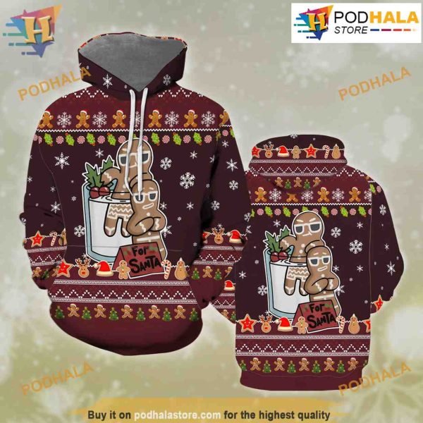 Gingerbread For Santa 3D Funny Christmas Hoodie