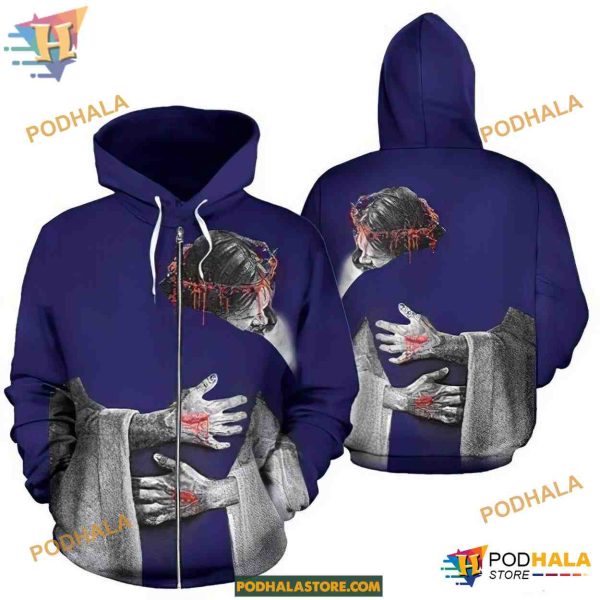 God Christ Hug Purple Unisex Print All 3D Christmas Hoodie