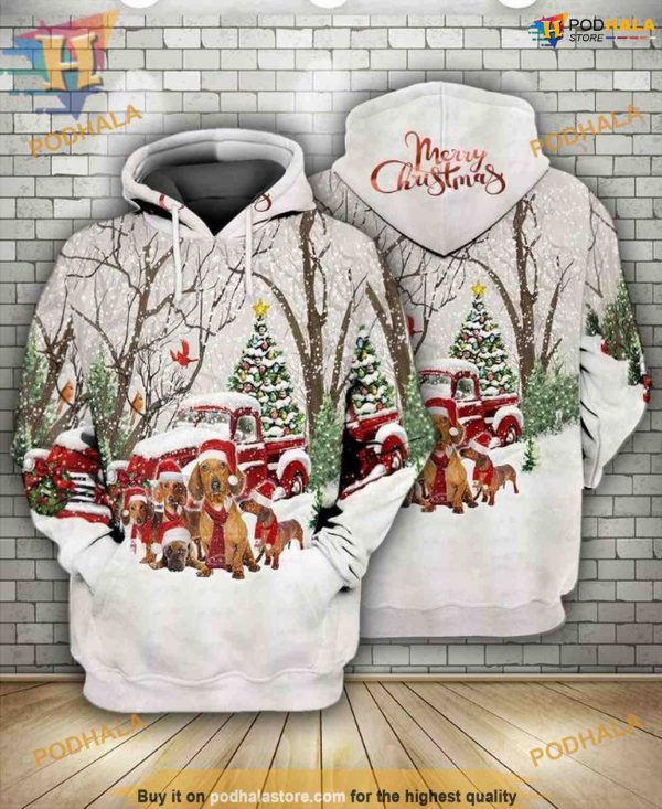 Golden Dachshund Xmas 3D Hoodie