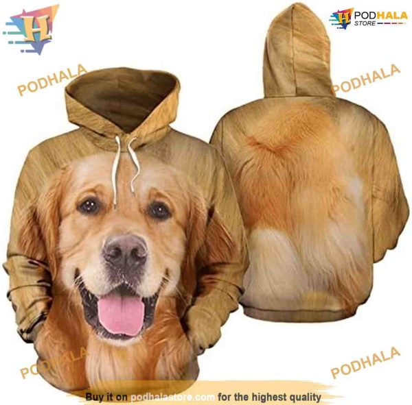 Golden Retriever Dog Full Printing 3D Hoodie Sweatshirt