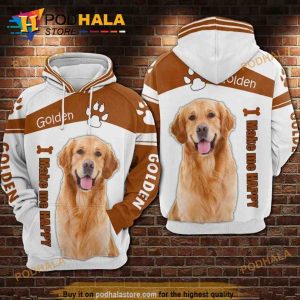 Golden Retriever I Make Me Happy All Over Printed 3D Hoodie Sweatshirt