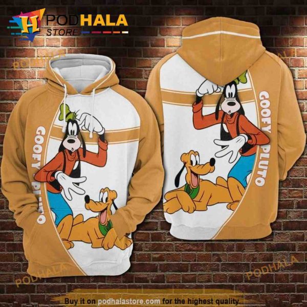 Goofy And Pluto All Over Printed Disney 3D Hoodie Sweatshirt