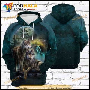 Gray Wolf Couple 3D Hoodie Sweatshirt