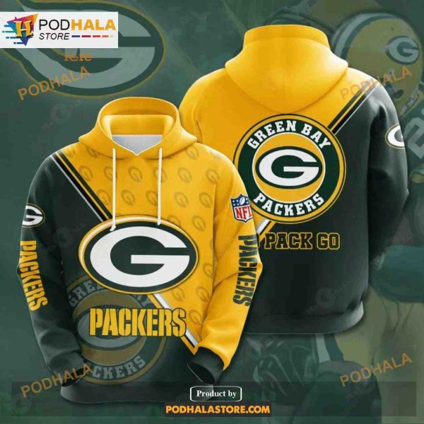 Green Bay Packers 3D Team Logo NFL Hoodie 3D