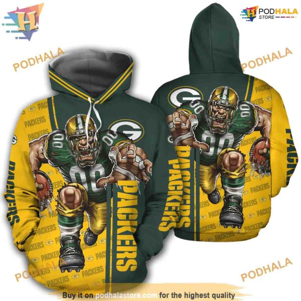 Green Bay Packers Mascot Unisex 3D Hoodie Sweatshirt