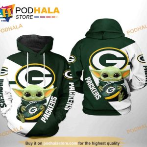 Green Bay Packers NFL Baby Yoda Team 3D Hoodie Sweatshirt