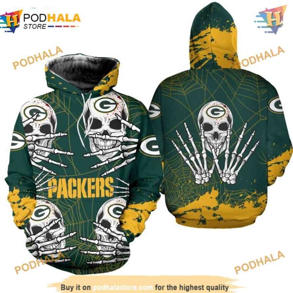 Green Bay Packers NFL Hoodie 3D Skull