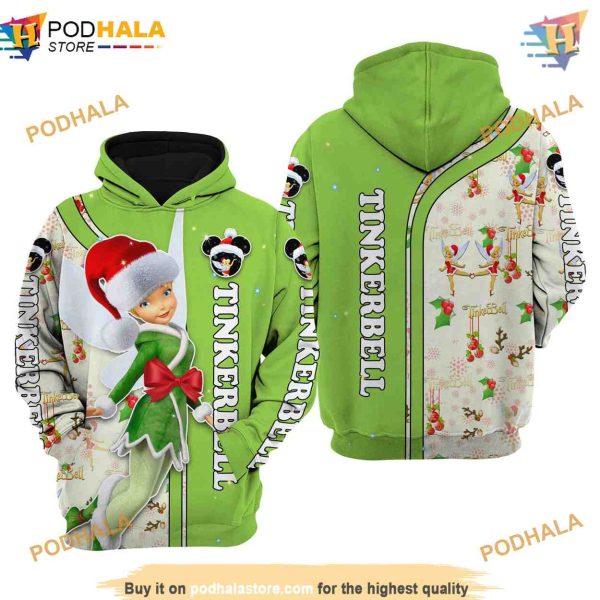 Green Christmas Tinker Bell Disney 3D Hoodie