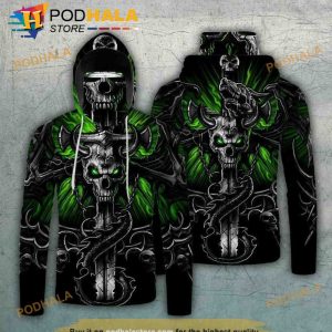 Green Skull Skeleton Mask All Over Printed Halloween 3D Hoodie