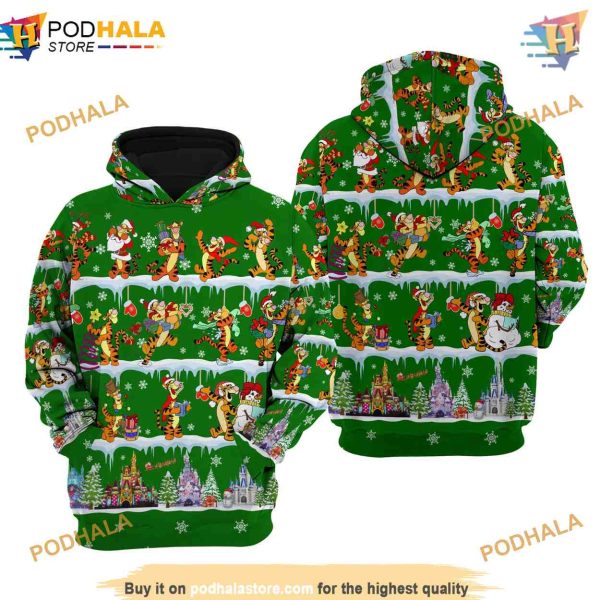 Green Tigger Christmas Disney 3D Hoodie