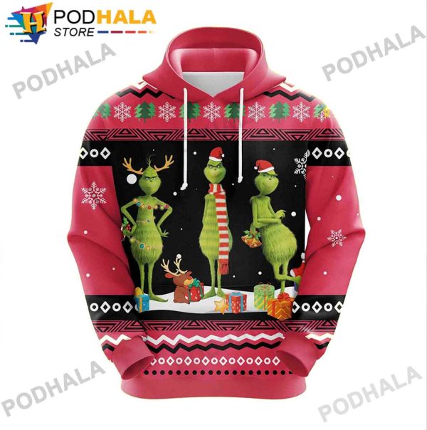 Grinch Christmas Reindeer Santa Claus 3D Hoodie Grinch Gifts