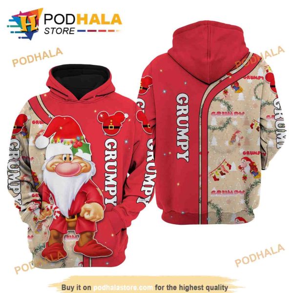 Grumpy Red Christmas Disney AOP Unisex 3D Hoodie Sweatshirt