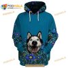 HUSKY Floral Printing Limited Edition 3D Hoodie Sweatshirt Shirt