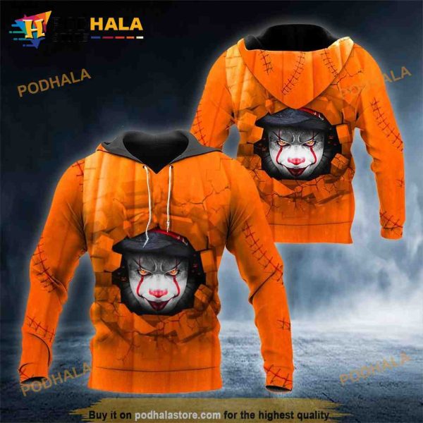 Halloween Clown Inside Pumpkin Skull 3D Hoodie