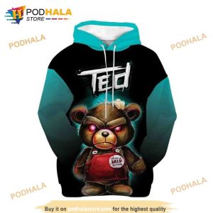 Halloween Devil Ted Bear 3D AOP Unisex Hoodie