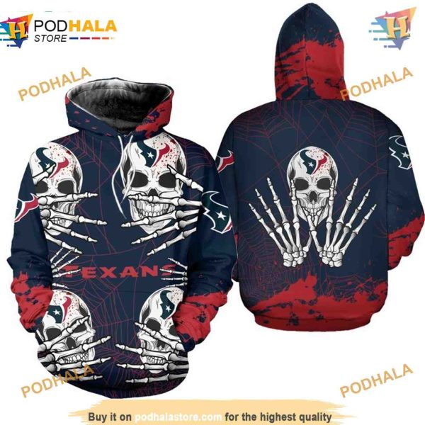 Halloween Graphic Houston Texans 3D Hoodie Skull Sweatshirt