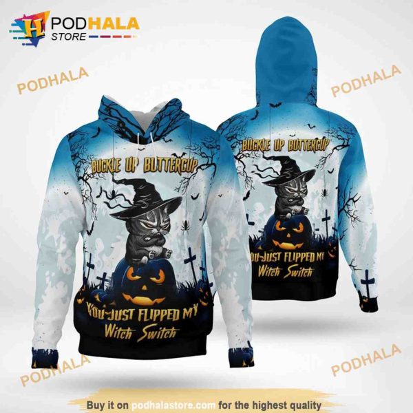 Halloween Grumpy Cat Buckle Up Buttercup 3D AOP Unisex Hoodie