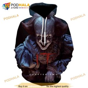 Halloween IT Pennywise 3D Movie All Print Horror Character Tee AOP Unisex Hoodie