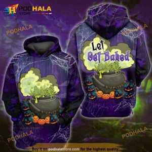 Halloween Weed Let Get Baked Scary Pumpkins Spiderweb 3D Hoodie