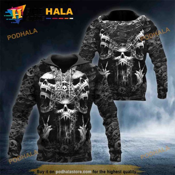 Hand Ghost Skull All Over Print 3D Hoodie