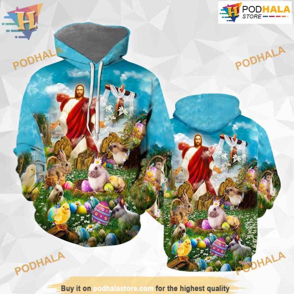 Happy Easter Jesus Is Risen All Over Printed 3D Hoodie Sweatshirt