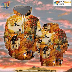 Happy Fall Y’All Cats All Over Printed 3D Hoodie Sweatshirt