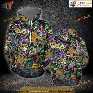 Happy Mardi Gras All Over Printed 3D Hoodie Sweatshirt