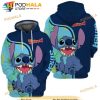 Happy Stitch Blue All Over Print 3D Hoodie