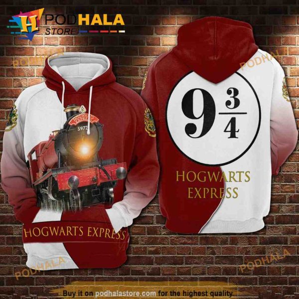 Harry Potter 9 3-4 Hogwarts Express All Over Print 3D Hoodie