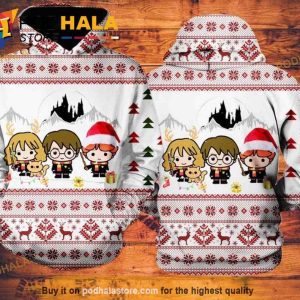 Harry Potter Chibi Hermione Granger Ron Weasley AOP 3D Hoodie