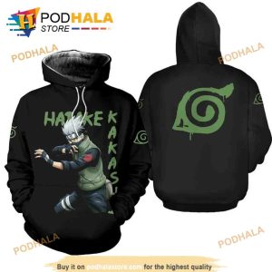 Hatake Kakashi Konoha Symbol Naruto Anime Manga 3D Hoodie