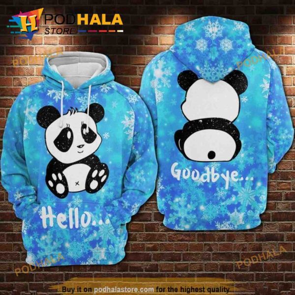 Hello And Goodbye Panda Over Print 3D Hoodie