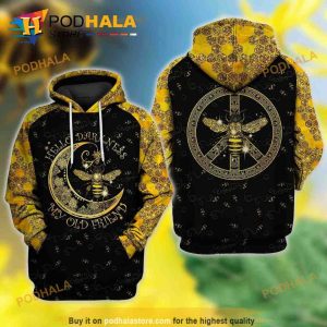 Hello Darkness My Old Friend Bee Peace Hippie 3D Hoodie