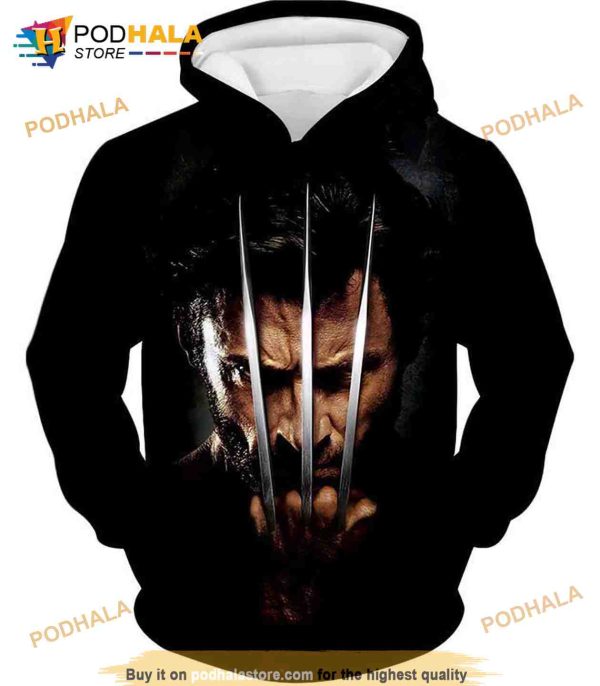 Hero Wolverine Marvel Cinematic Promo Black AOP 3D Hoodie