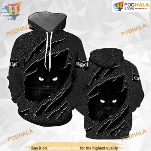 Hiden Black Cat All Over Printed 3D Hoodie Sweatshirt