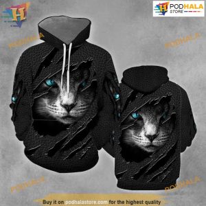 Hiden Cat Black Cat All Over Printed 3D Hoodie Sweatshirt