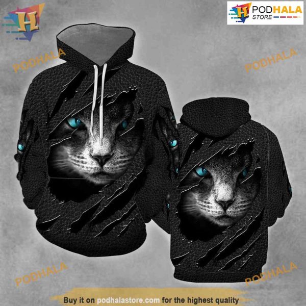 Hiden Cat Black Cat All Over Printed 3D Hoodie Sweatshirt