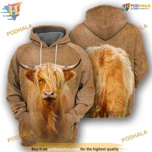 Highland Cattle All Over Printed Funny Animal Costume Full 3D Hoodie Sweatshirt