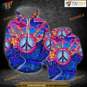 Hippie Peace Sign All Over Printed 3D Hoodie Sweatshirt