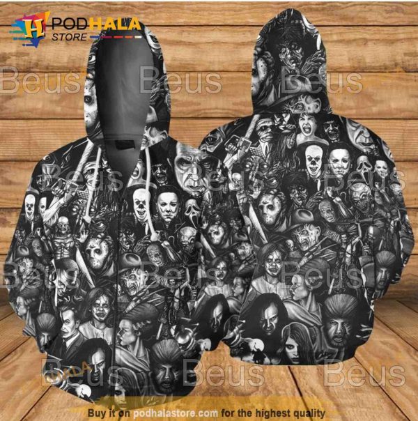 Horror Movie Characters Halloween 3D Hoodie