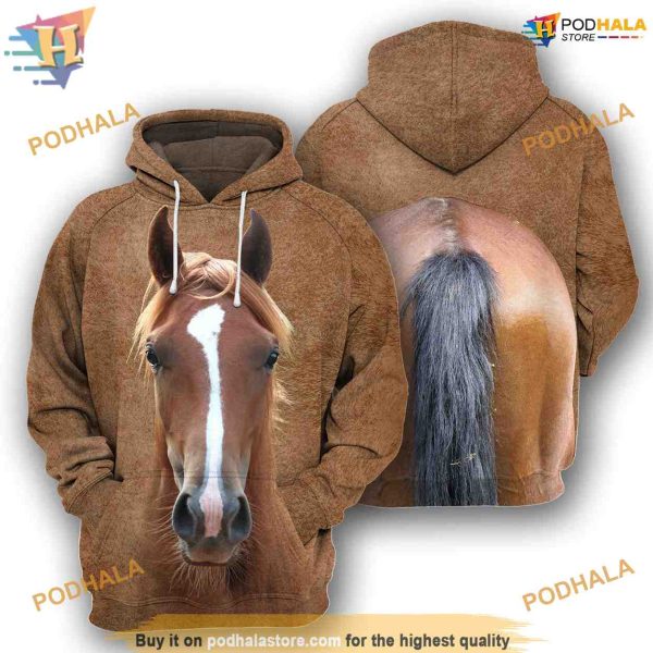 Horse Full All Over Printed Funny Animal 3D Hoodie Sweatshirt