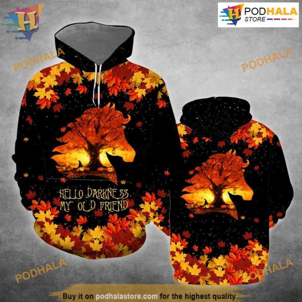 Horse – Leaves Autumn Pumkin All Over Printed 3D Hoodie Sweatshirt